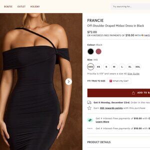 Oh Polly Off-Shoulder Draped Midaxi Dress in Black